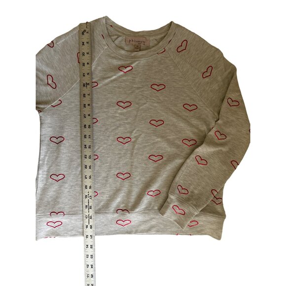 Philosophy Republic Clothing XS Gray Pullover Sweatshirt With Red Heart Print - Picture 8 of 9